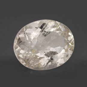 Topacio rutilado amarillo natural de 17,25 ct, corte óvalo, transparente