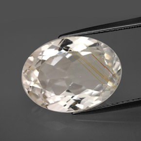 Topacio rutilado amarillo natural de 11,37 ct, corte óvalo, transparente