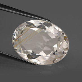 Topacio rutilado amarillo natural de 11,37 ct, corte óvalo, transparente