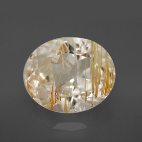 Topacio rutilado amarillo natural de 8,38 ct, corte óvalo, transparente