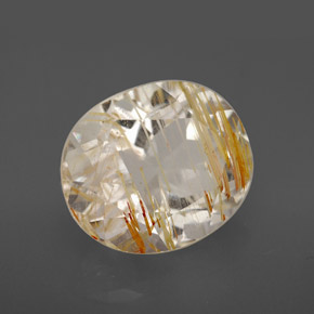 Topacio rutilado amarillo natural de 8,38 ct, corte óvalo, transparente