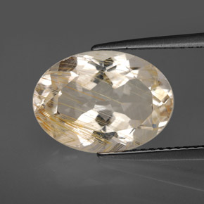 Topacio rutilado amarillo natural de 7,03 ct, corte óvalo, transparente