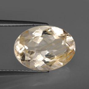 Topacio rutilado amarillo natural de 7,03 ct, corte óvalo, transparente