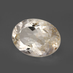 Topacio rutilado amarillo natural de 12,03 ct, corte óvalo, transparente