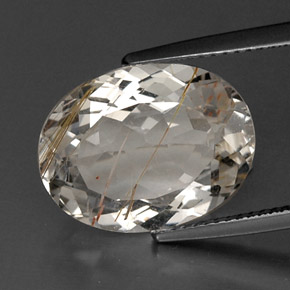 Topacio rutilado amarillo natural de 11,65 ct, corte óvalo, transparente