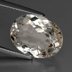 Topacio rutilado amarillo natural de 11,65 ct, corte óvalo, transparente