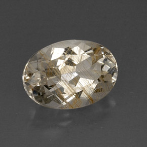 Topacio rutilado amarillo natural de 7,55 ct, corte óvalo, transparente