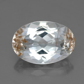 Topacio rutilado amarillo natural de 6,49 ct, corte óvalo, transparente