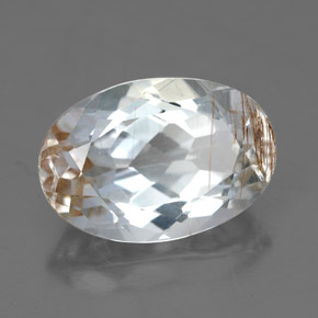 Topacio rutilado amarillo natural de 6,49 ct, corte óvalo, transparente
