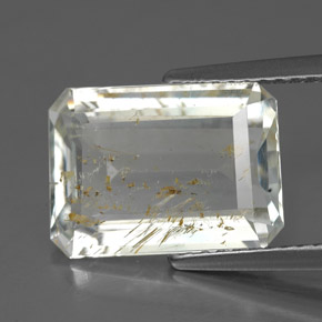 Topacio rutilado amarillo natural de 6,02 ct, corte esmeralda, transparente