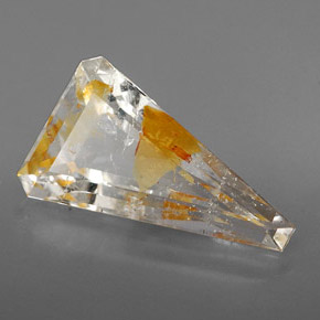 Topacio rutilado amarillo natural de 6,31 ct, forma elegante, transparente