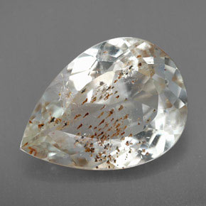 Topacio rutilado amarillo natural de 12,54 ct, en forma de pera, transparente