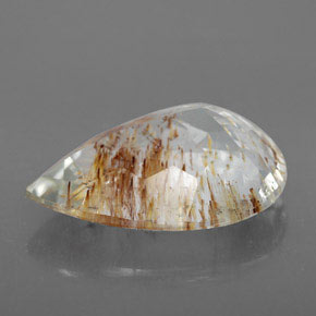 Topacio rutilado amarillo natural de 12,54 ct, en forma de pera, transparente