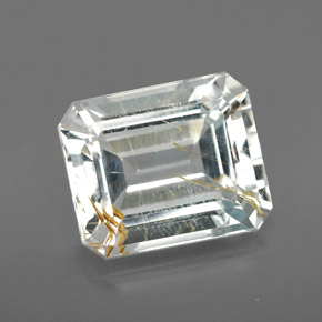 Topacio rutilado amarillo natural de 8,72 ct, corte esmeralda, transparente