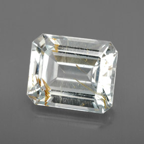 Topacio rutilado amarillo natural de 8,72 ct, corte esmeralda, transparente