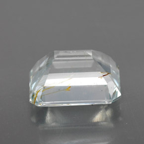 Topacio rutilado amarillo natural de 8,72 ct, corte esmeralda, transparente