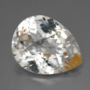 Topacio rutilado amarillo natural de 11,36 ct, en forma de pera, transparente