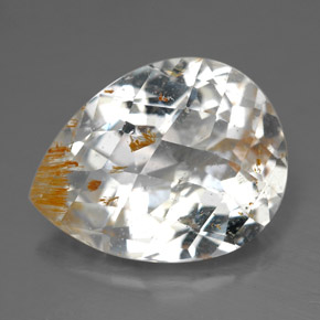 Topacio rutilado amarillo natural de 11,36 ct, en forma de pera, transparente