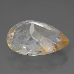 Topacio rutilado amarillo natural de 11,36 ct, en forma de pera, transparente