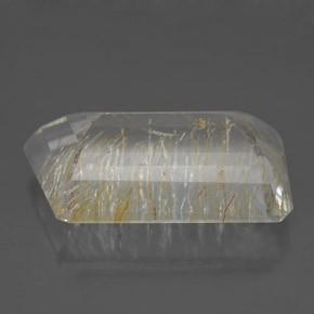 Topacio rutilado oro natural de 12,42 ct, forma elegante, transparente