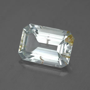 Topacio rutilado amarillo natural de 4,75 ct, corte esmeralda, transparente