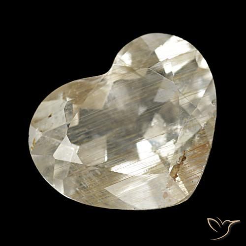 Topacio rutilado marrón-dorado muy claro natural de 3,56 ct, forma de corazón, transparente