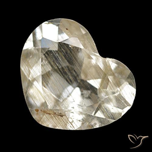 Topacio rutilado marrón-dorado muy claro natural de 3,56 ct, forma de corazón, transparente