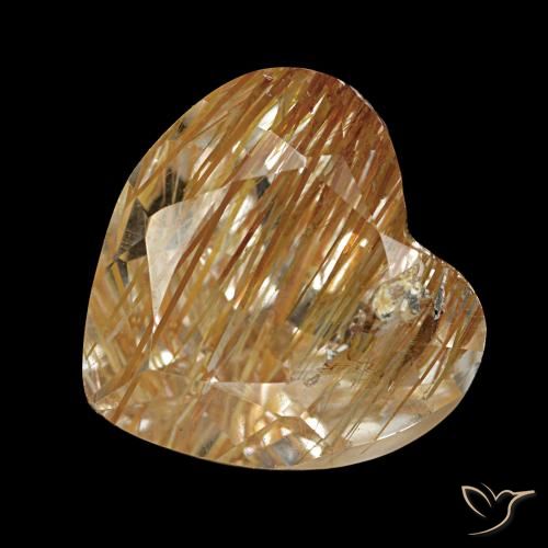 Topacio rutilado marrón cálido natural de 4,29 ct, forma de corazón, transparente