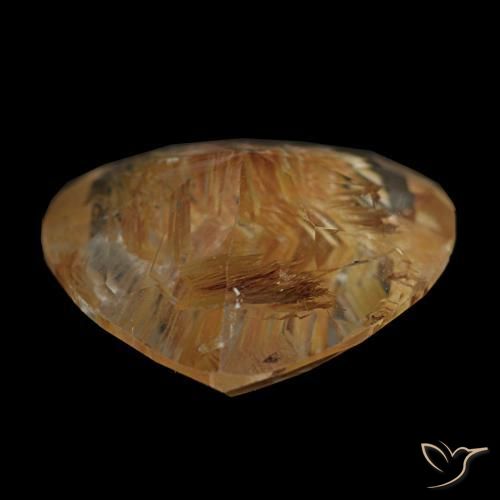 Topacio rutilado marrón cálido natural de 5,62 ct, forma de corazón, transparente