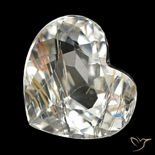 Topacio rutilado marrón-dorado muy claro natural de 4,38 ct, forma de corazón, transparente