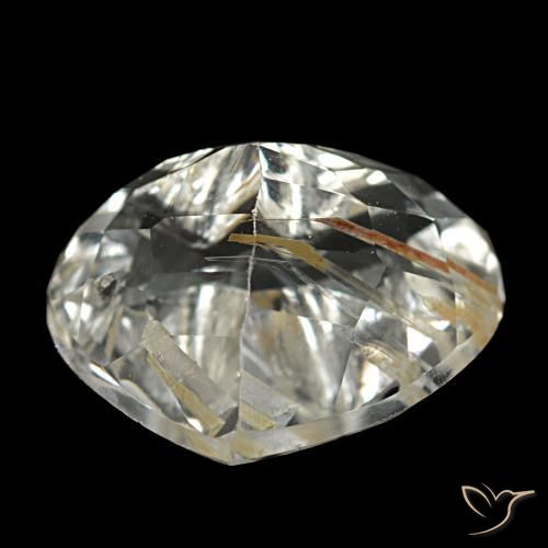 Topacio rutilado marrón-dorado muy claro natural de 4,38 ct, forma de corazón, transparente