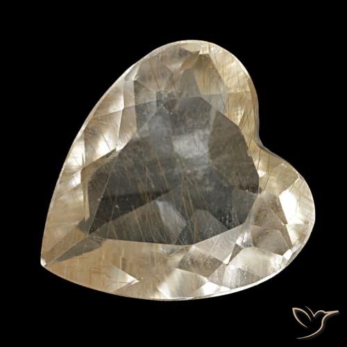 Topacio rutilado amarillo de 3,23 ct, corazón, transparente