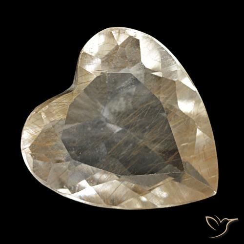 Topacio rutilado amarillo natural de 3,23 ct, forma de corazón, transparente