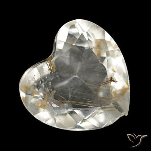 Topacio rutilado amarillo de 2,55 ct, corazón, transparente