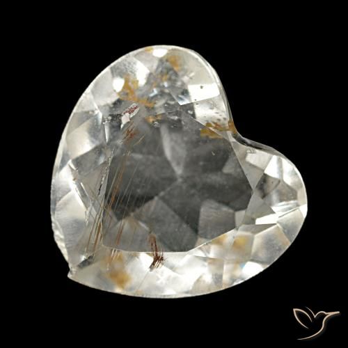 Topacio rutilado amarillo natural de 2,55 ct, forma de corazón, transparente