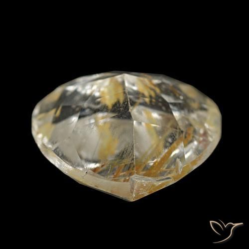 Topacio rutilado amarillo natural de 2,55 ct, forma de corazón, transparente