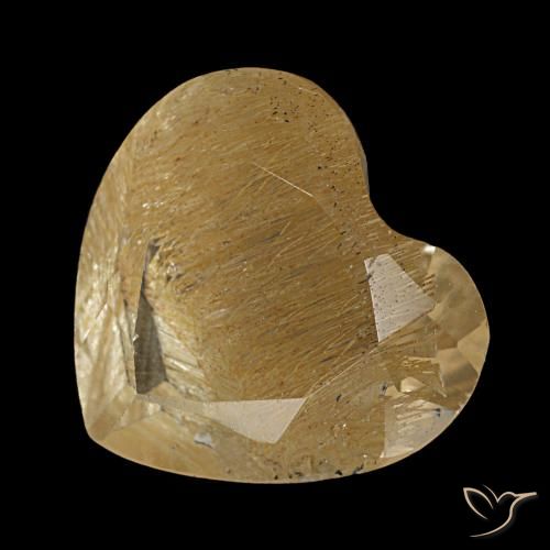 Topacio rutilado amarillo natural de 3,06 ct, forma de corazón, transparente