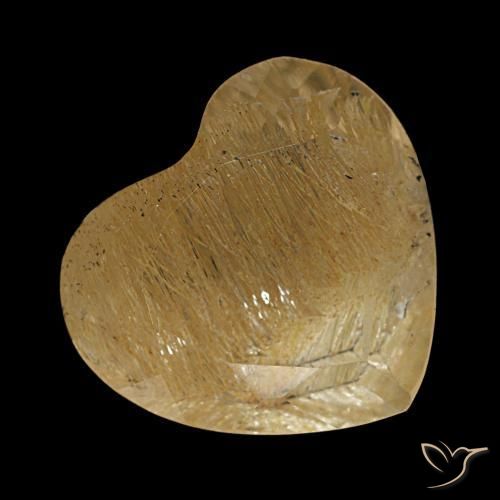 Topacio rutilado amarillo natural de 3,06 ct, forma de corazón, transparente