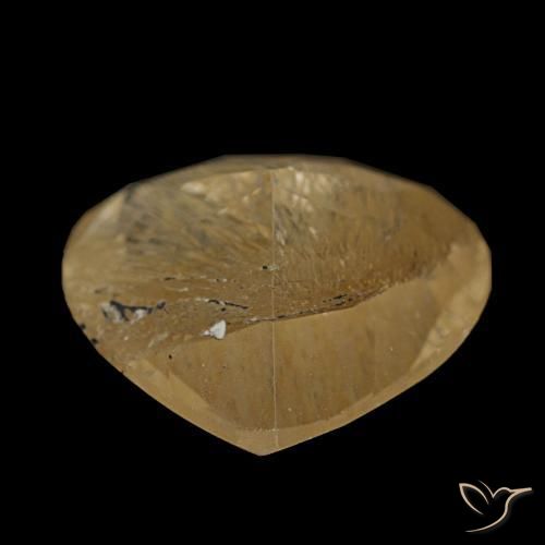 Topacio rutilado amarillo natural de 3,06 ct, forma de corazón, transparente