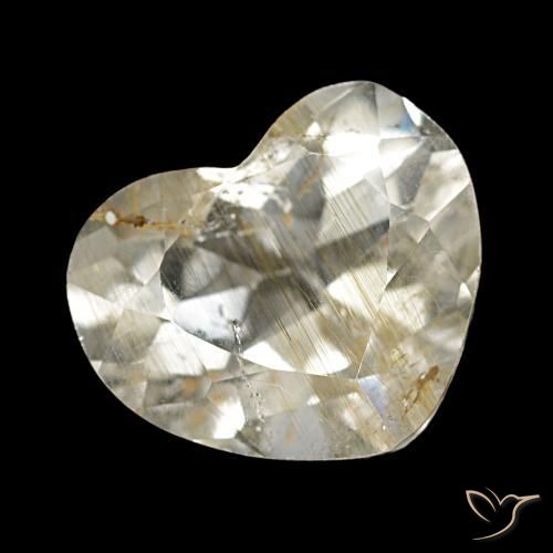 Topacio rutilado amarillo natural de 2,50 ct, forma de corazón, transparente