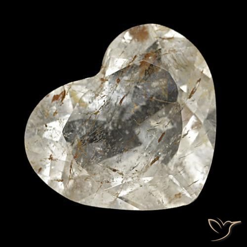 Topacio rutilado marrón-dorado muy claro natural de 4,37 ct, forma de corazón, transparente
