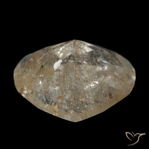 Topacio rutilado marrón-dorado muy claro natural de 4,37 ct, forma de corazón, transparente