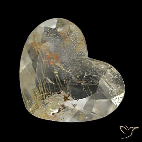 Topacio rutilado amarillo de 1,64 ct, corazón, transparente