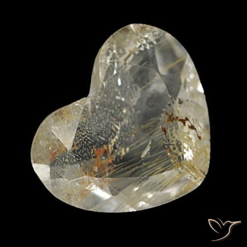 Topacio rutilado amarillo natural de 1,64 ct, forma de corazón, transparente
