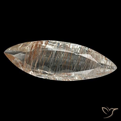 Topacio rutilado claro y bronce dorado natural de 2,60 ct, marquesa, transparente