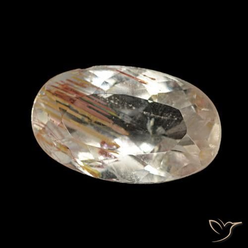 Topacio rutilado marrón cálido natural de 1,83 ct, corte óvalo, transparente