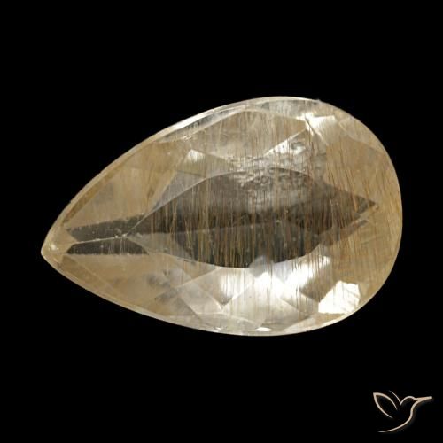 Topacio rutilado amarillo natural de 1,36 ct, en forma de pera, transparente