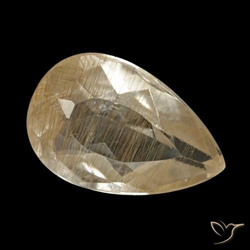 Topacio rutilado amarillo natural de 1,36 ct, en forma de pera, transparente