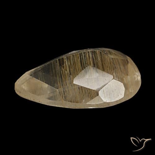 Topacio rutilado amarillo natural de 1,36 ct, en forma de pera, transparente