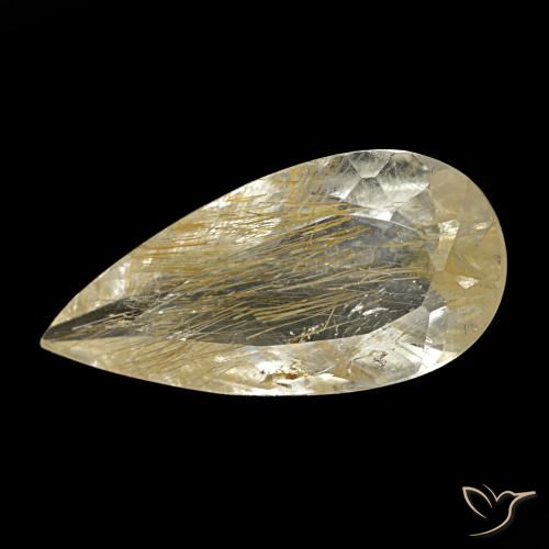 Topacio rutilado amarillo de 1,75 ct, en forma de pera, transparente